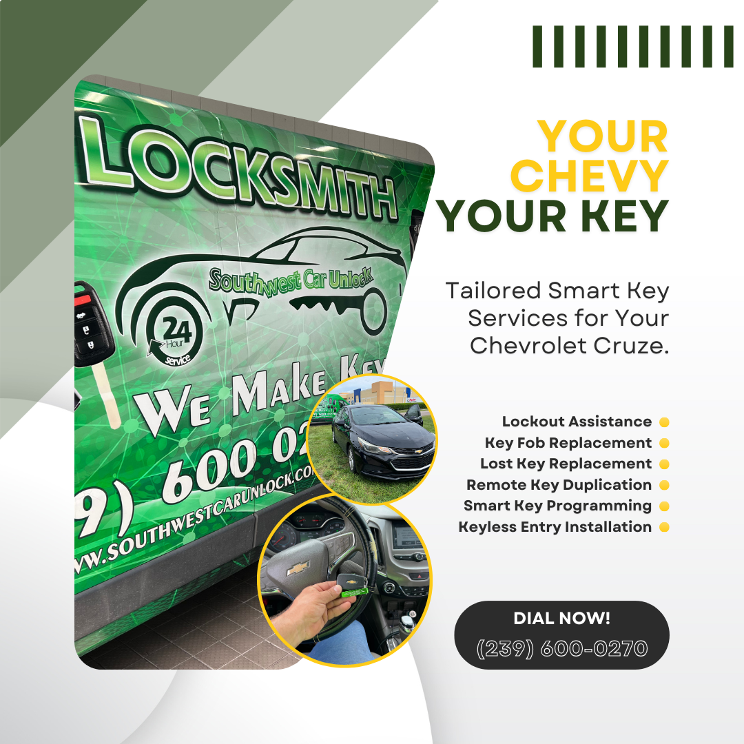 Your Chevy Your Key - Lockout Assistance, Key Fob Replacement, Lost Key Replacement, Remote Key Duplication, Smart Key Programming, Keyless Entry Installation. Dial Now: (239) 600-0270