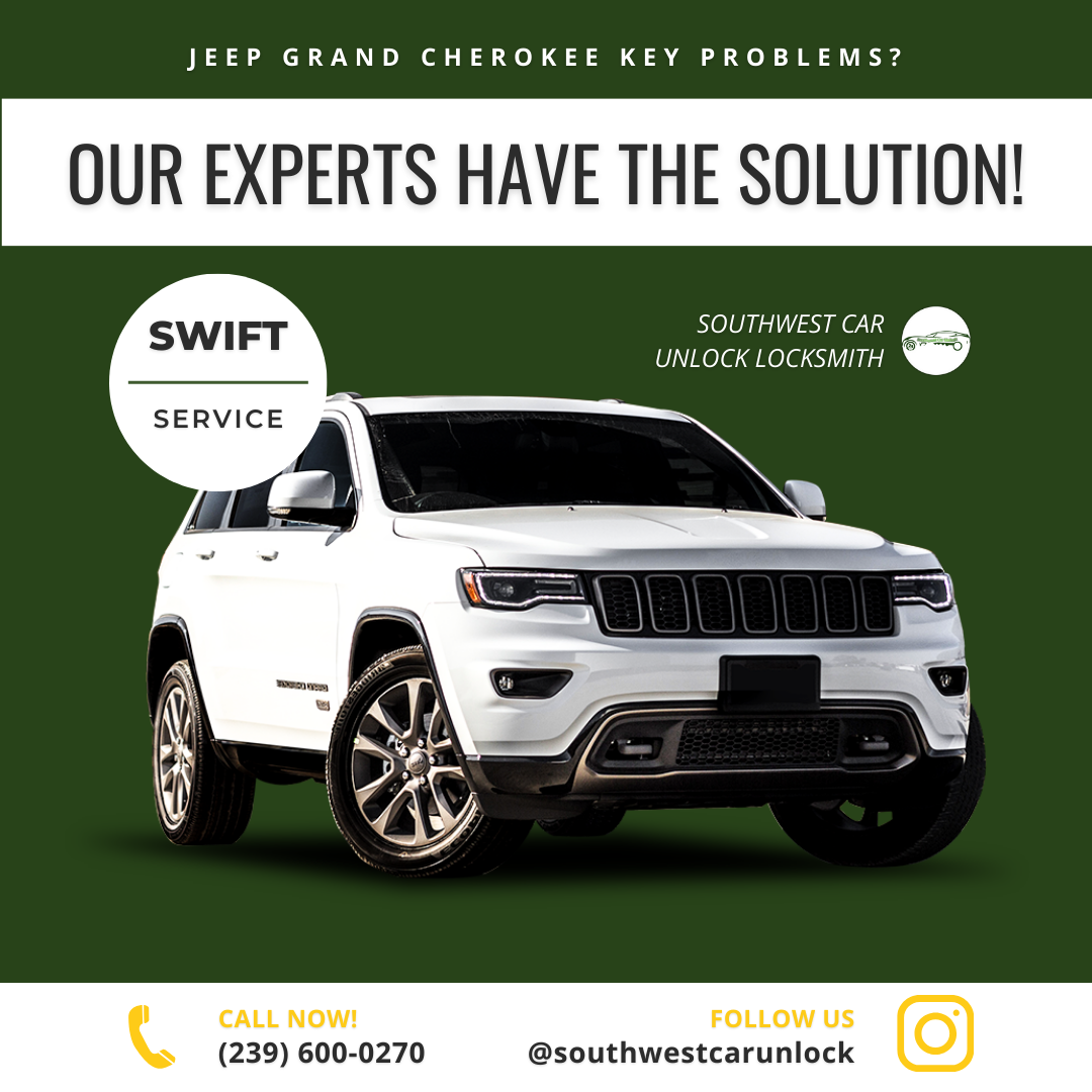 Image displaying Jeep Grand Cherokee key services offered by Southwest Car Unlock in Fort Myers.