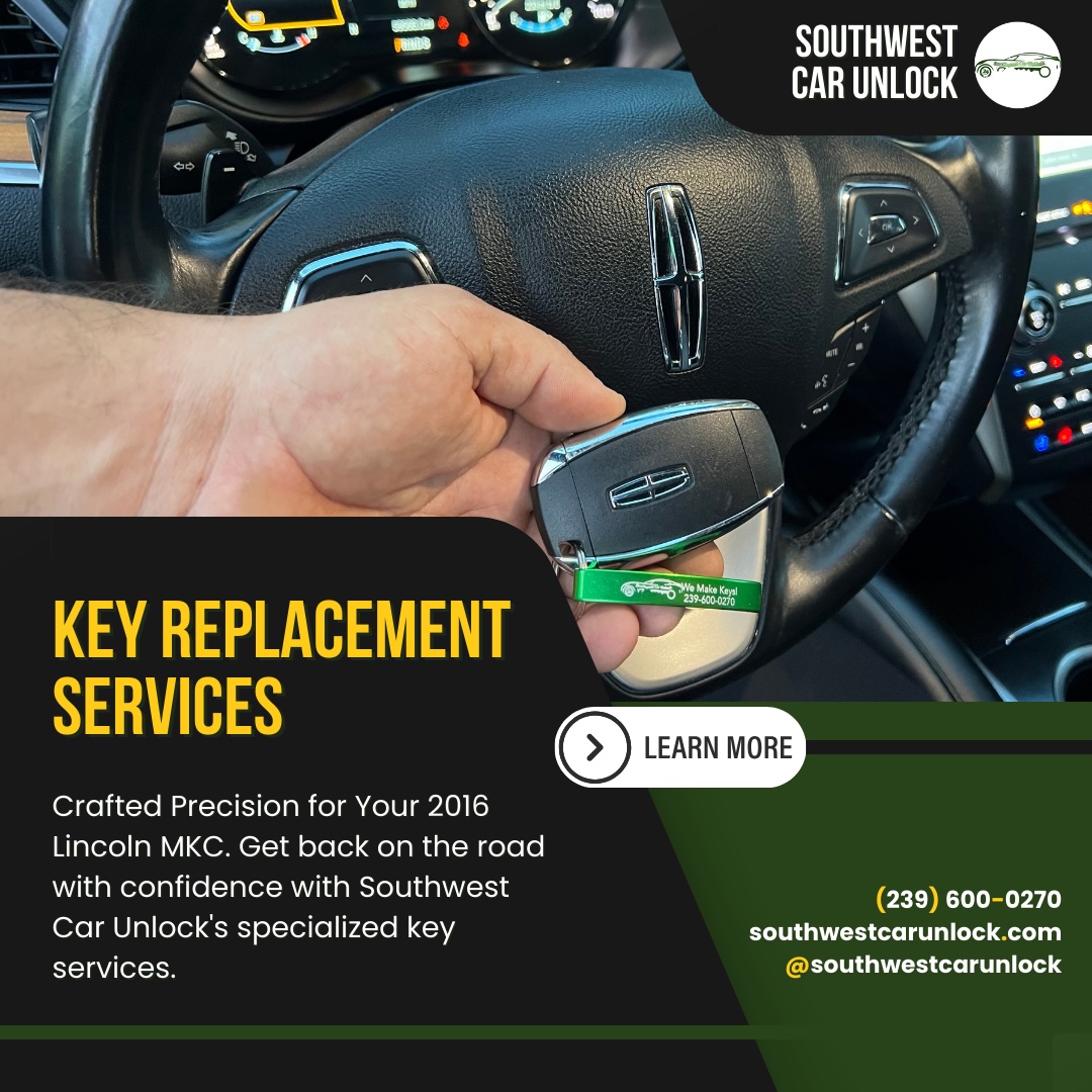 Southwest Car Unlock specialist performing key replacement service on a 2016 Lincoln MKC.