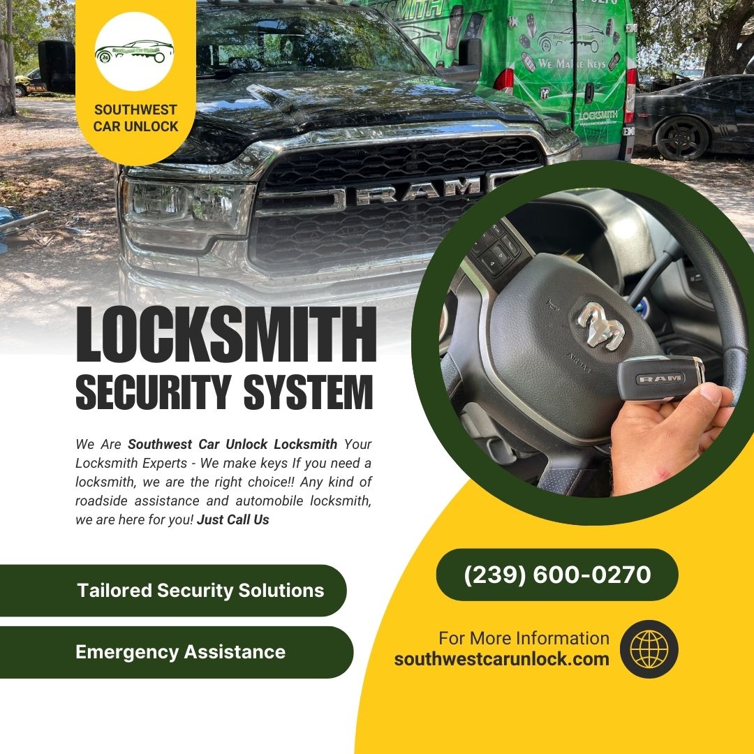 Southwest Car Unlock mobile locksmith truck and RAM 2500 key fob replacement service.