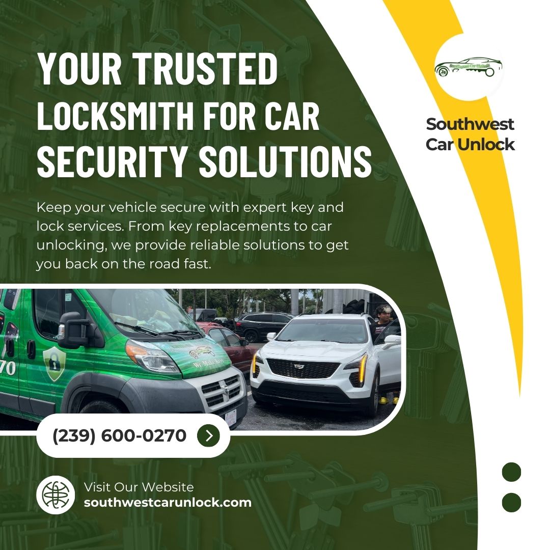 Southwest Car Unlock mobile locksmith service van in Fort Myers, providing OEM key services.