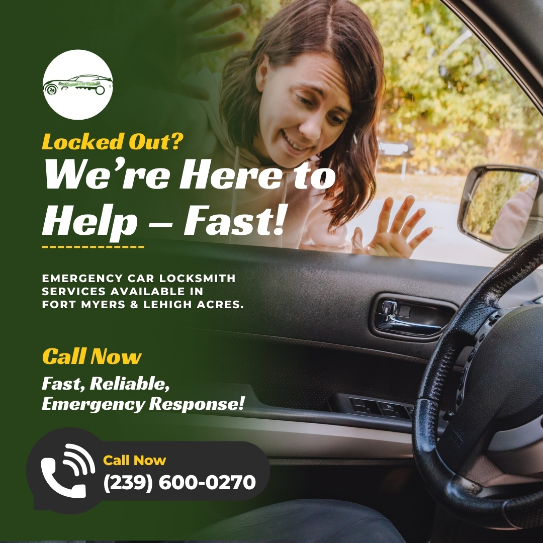 Southwest Car Unlock emergency locksmith services for car lockouts in Fort Myers and Lehigh Acres.