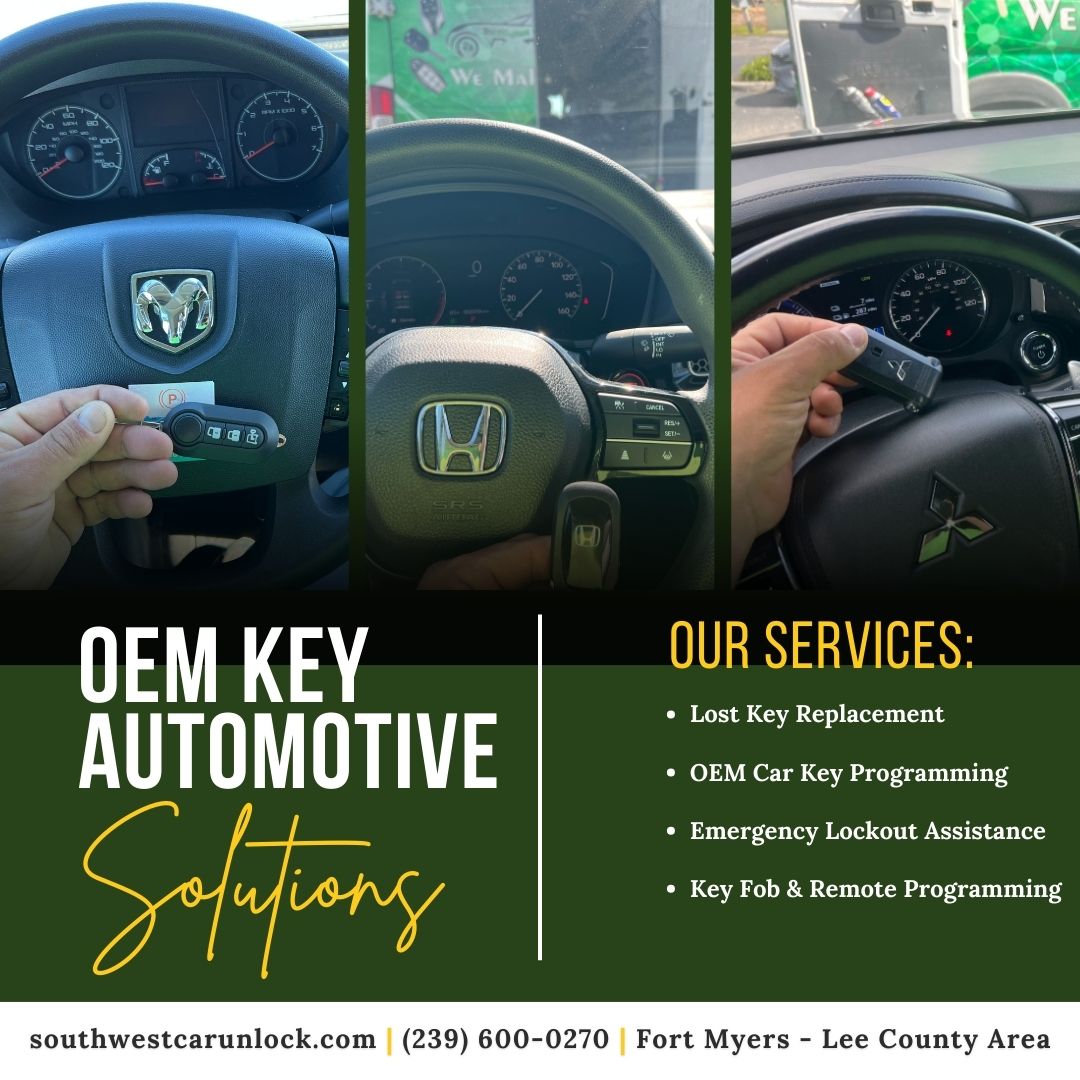 Mobile car locksmith in Fort Myers, FL – OEM key programming, emergency lockouts & lost key replacement.