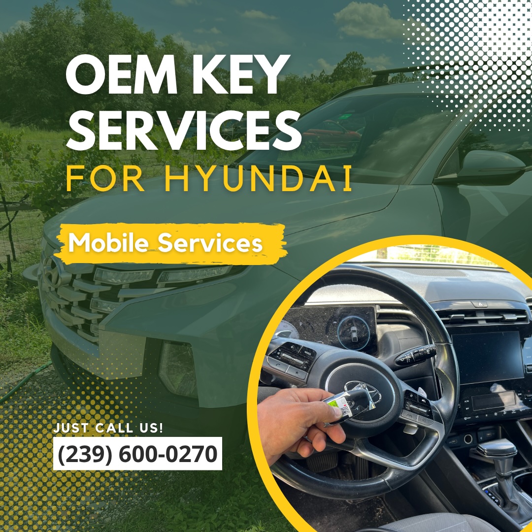 Mobile OEM Hyundai key programming by Southwest Car Unlock in Fort Myers, Florida – Locksmith green truck Lehigh.
