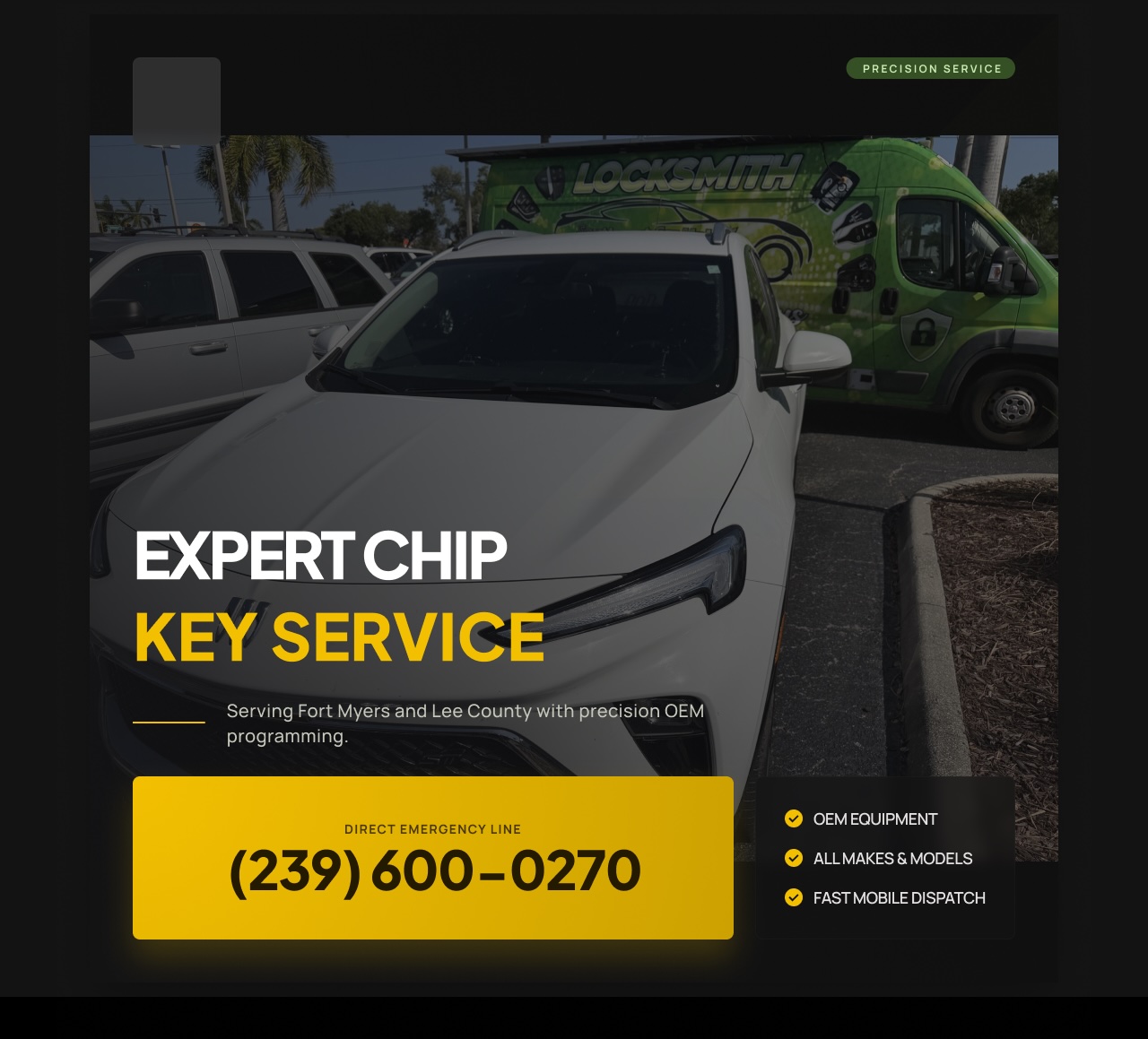 Chip key programming locksmith Fort Myers green van service call (239) 600-0270